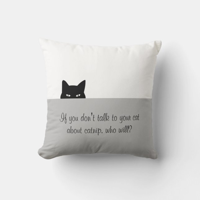Sneaky Cat Talk to Your Cat Throw Pillow (Front)