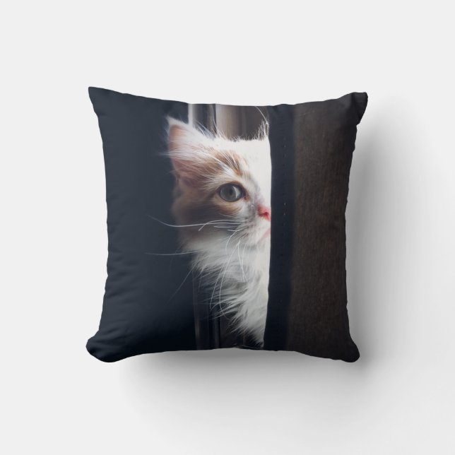 Sneaky Cat Throw Pillow (Front)