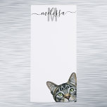 Sneaky Cat Watercolor Monogram Name  Magnetic Notepad<br><div class="desc">This design may be personalized in the area provided by changing the photo and/or text. Or it can be customized by clicking Personalize this Template and then choosing the click to customize further option and delete or change the colour of the background, add text, change the text colour or style,...</div>