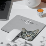 Sneaky Cat  Watercolor Monogram Name  Mouse Pad<br><div class="desc">This design may be personalized in the area provided by changing the photo and/or text. Or it can be customized by clicking Personalize this Template and then choosing the click to customize further option and delete or change the colour of the background, add text, change the text colour or style,...</div>