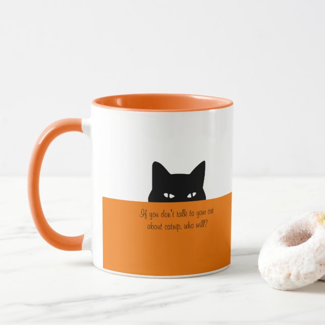 Sneaky Chat Parlez à votre chat Mug Orange (Avec donut)