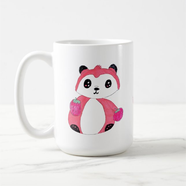 Sneaky Fox Berry Panda Cartoon Drawing for Kids  Coffee Mug (Left)