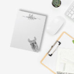Sneaky Llama Watercolor Monogram Name  Notepad<br><div class="desc">This design may be personalized in the area provided by changing the photo and/or text. Or it can be customized by clicking Personalize this Template and then choosing the click to customize further option and delete or change the colour of the background, add text, change the text colour or style,...</div>
