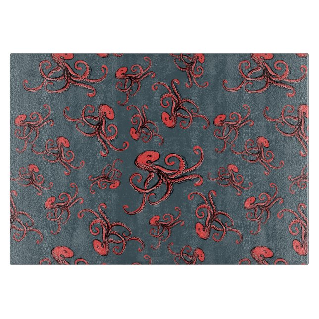 Sneaky Octopus Pattern Cutting Board (Front)