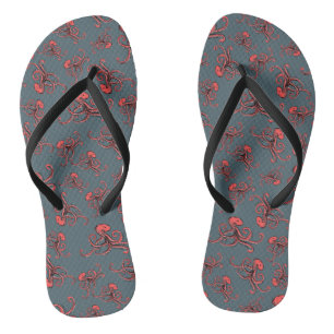 Sneaky Octopus Pattern Flip Flops