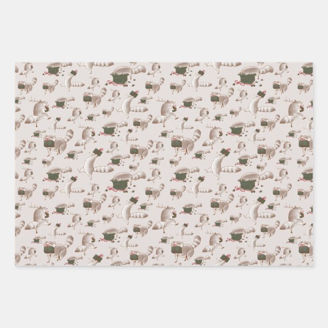 Sneaky Racoon Wrapping Paper Sheet (Front)