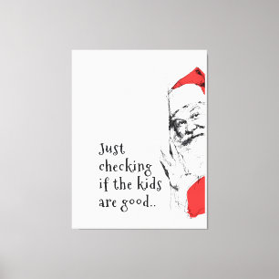 Sneaky Santa Just Checking Kids Canvas Print