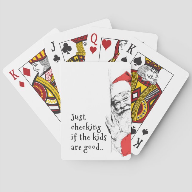Sneaky Santa Just Checking Kids Playing Cards (Back)