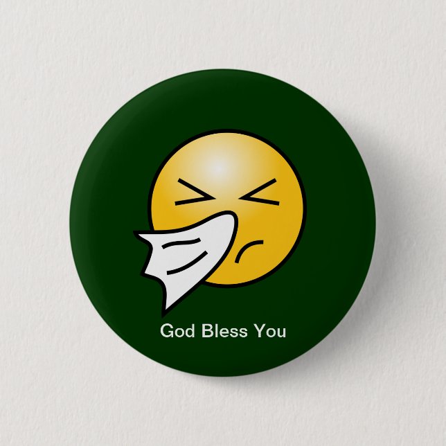Sneezing: God Bless You 2 Inch Round Button (Front)