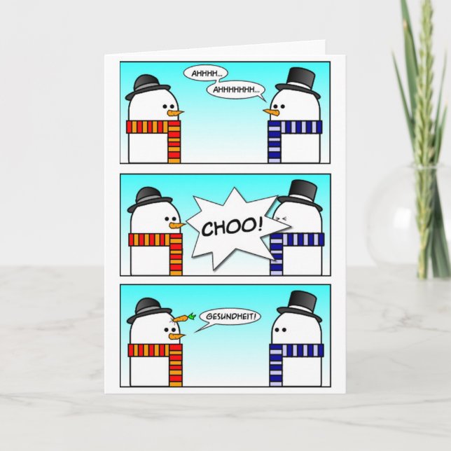 Sneezing Snowman Holiday Card (Front)
