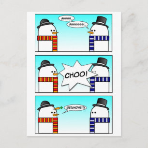 Sneezing Snowman Postcard