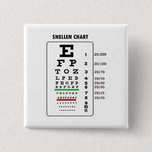 Snellen Chart (Generic Vision Chart) 2 Inch Square Button