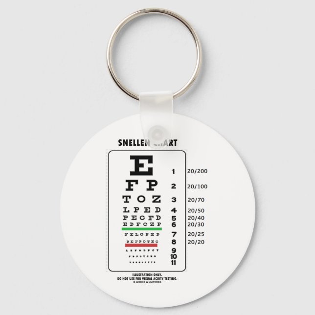 Snellen Chart (Medical Visual Acuity Testing) Keychain (Front)