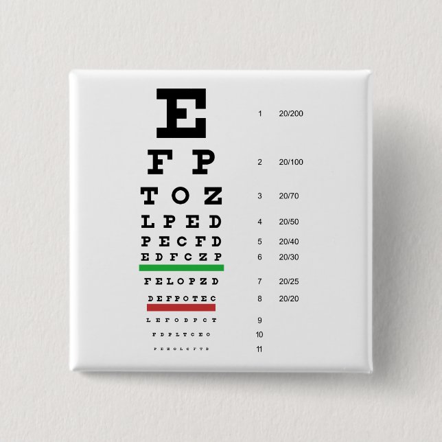 Snellen Eye Chart Button (Front)