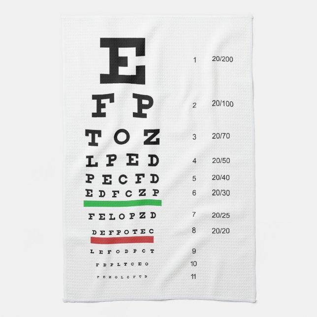 Snellen Eye Chart Kitchen Towel (Vertical)