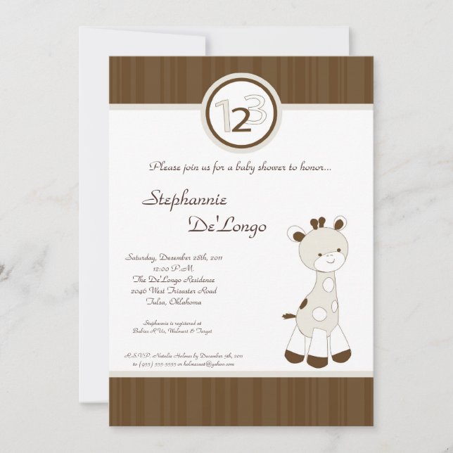 Snicker Doodle Giraffe Baby Shower Invitation (Front)