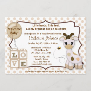 Snickerdoodle Giraffe Baby Shower Invitations