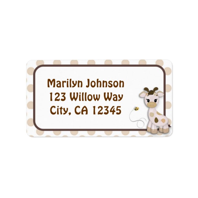 Snickerdoodle Giraffe & Bee Address Label Labels (Front)