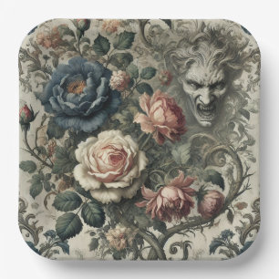 Snide Remarks – Gothic Floral Grotesque Paper Plate