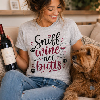 Sniff Wine not Butts funny Dog Lover T-Shirt