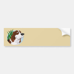 Sniffing Basset Hound Cartoon Bumper Sticker