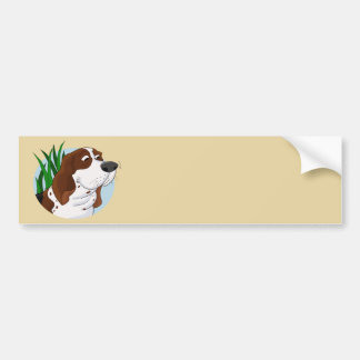 Sniffing Basset Hound Cartoon Bumper Sticker