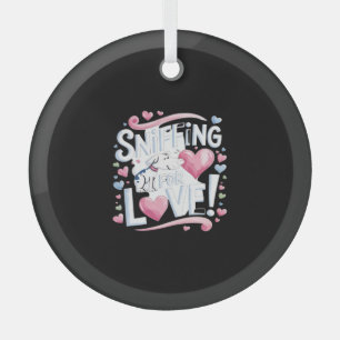 Sniffing for Love! Dog Glass Ornament