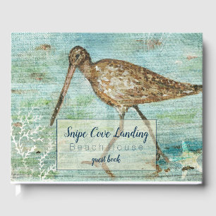 Snipe Shorebird Painting Beach House Guest Book