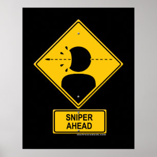 Sniper Ahead Warning Sign (Head Shot)