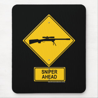 Sniper Ahead Warning Sign Mouse Pad