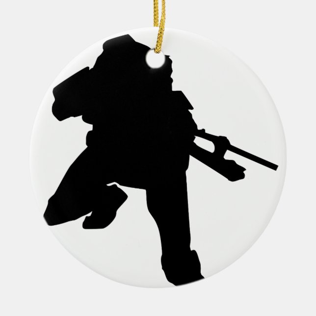 Sniper Silhouette Ceramic Ornament (Front)