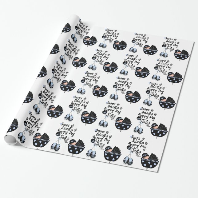 Snips and Snails Boy Baby Shower Wrapping Paper (Unrolled)