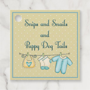 Snips Snails and Puppy Dog Tails Baby Clothes Line Favour Tags