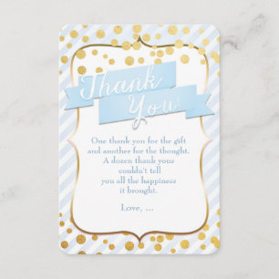 Snips & Snails Blue & Gold Party Thank You Card