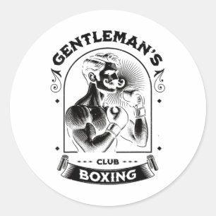 #snirt Gentleman's Boxing Club Retro With Box Boxe Classic Round Sticker