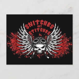 Snitches Get Stitches Postcard