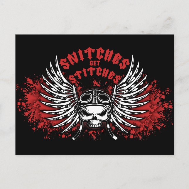 Snitches Get Stitches Postcard (Front)