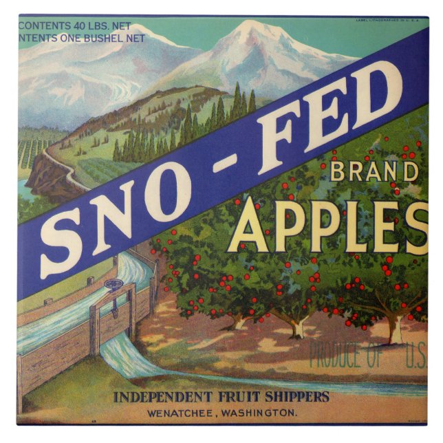 Sno-Fed Apple Crate Label Tile (Front)