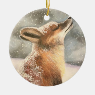 Sno Fox Ceramic Ornament