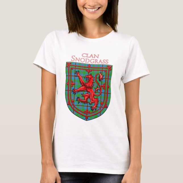 Snodgrass Tartan Scottish Plaid Lion Rampant T-Shirt (Front)