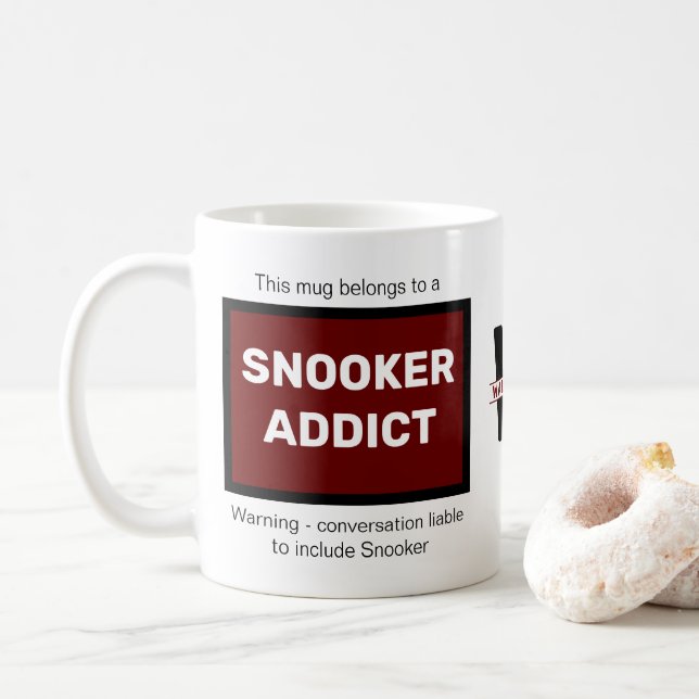 Snooker Addict Add Your Name Monogram Initial Coffee Mug (With Donut)