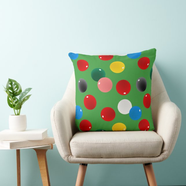 Snooker Ball Patterned Fun Throw Pillow (Chair)