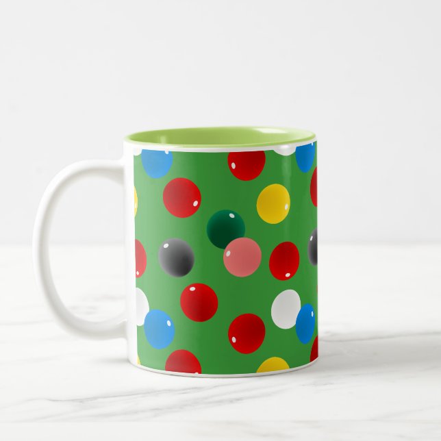 Snooker Balls Patterned Two-Tone Coffee Mug (Left)