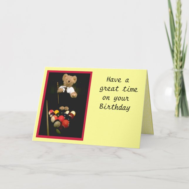 Snooker bear holiday card (Front)