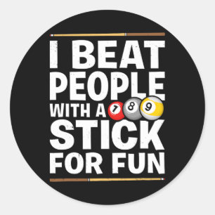 Snooker Game Beat People With A Stick Pool Players Classic Round Sticker