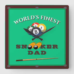 Snooker pool billiards table best dad ever square wall clock