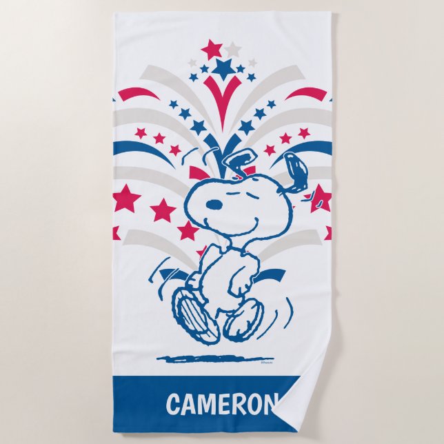 Snoopy 4th of July Dance Beach Towel (Front)