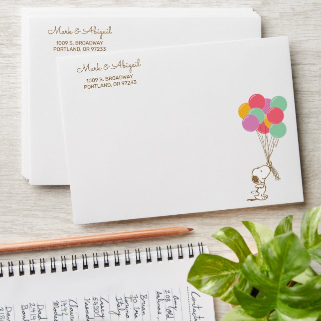 Snoopy and Balloons 1st Birthday Envelope (Stacked)