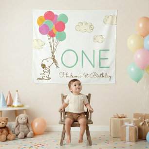 Snoopy and Balloons 1st Birthday Tapestry