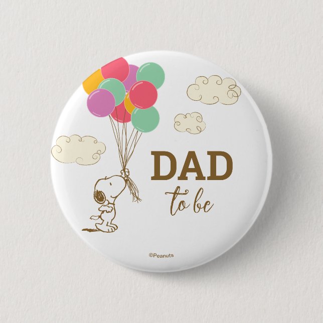Snoopy and Balloons Baby Shower Dad To Be 2 Inch Round Button (Front)